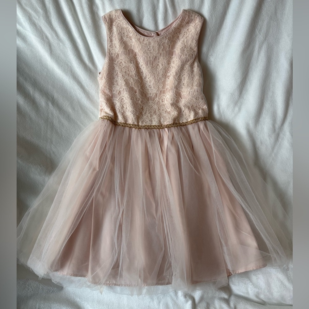 Charming Lace and Tulle Kids Dress in Soft Pink size 5T